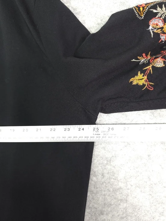 Soft Surroundings Fiberworks Black Open-Front Embroidered Kimono Cardigan - Picture 6 of 8